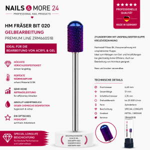 HM Fräser Bit 020 | Gelbearbeitung | Premium Line ZRM66051B